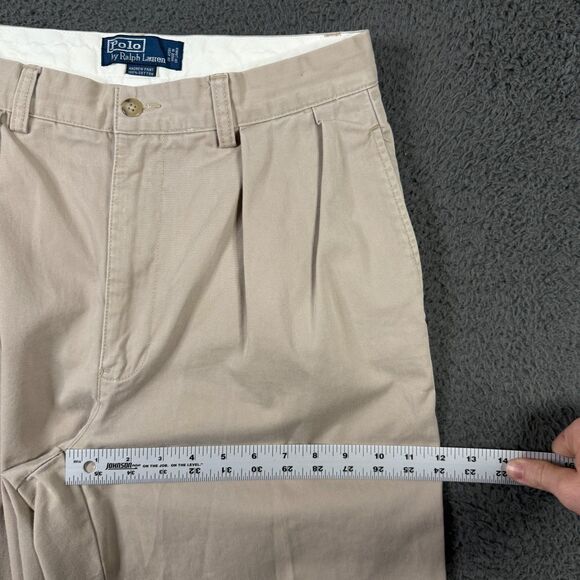 Vtg Polo Ralph Lauren Pants Mens 32x30 Beige Andrew Classic Fit Chino Pleated - Picture 12 of 15